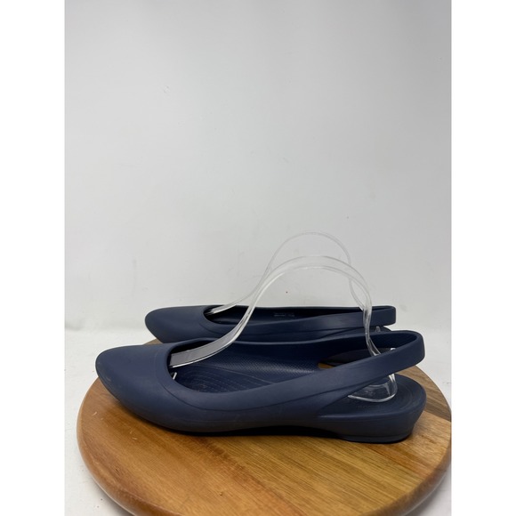 Crocs Women Slingback Ballet Flats Navy Blue Size 10 - Picture 4 of 7
